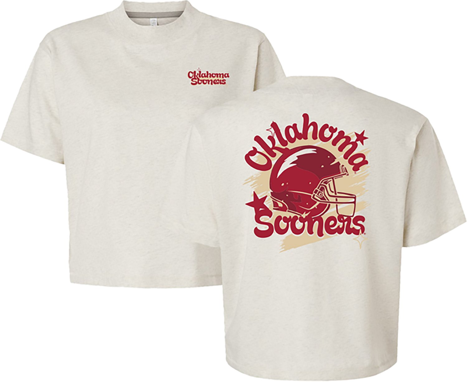 Image One Women's University of Oklahoma Groovy Helmet Boxy Graphic T-shirt
