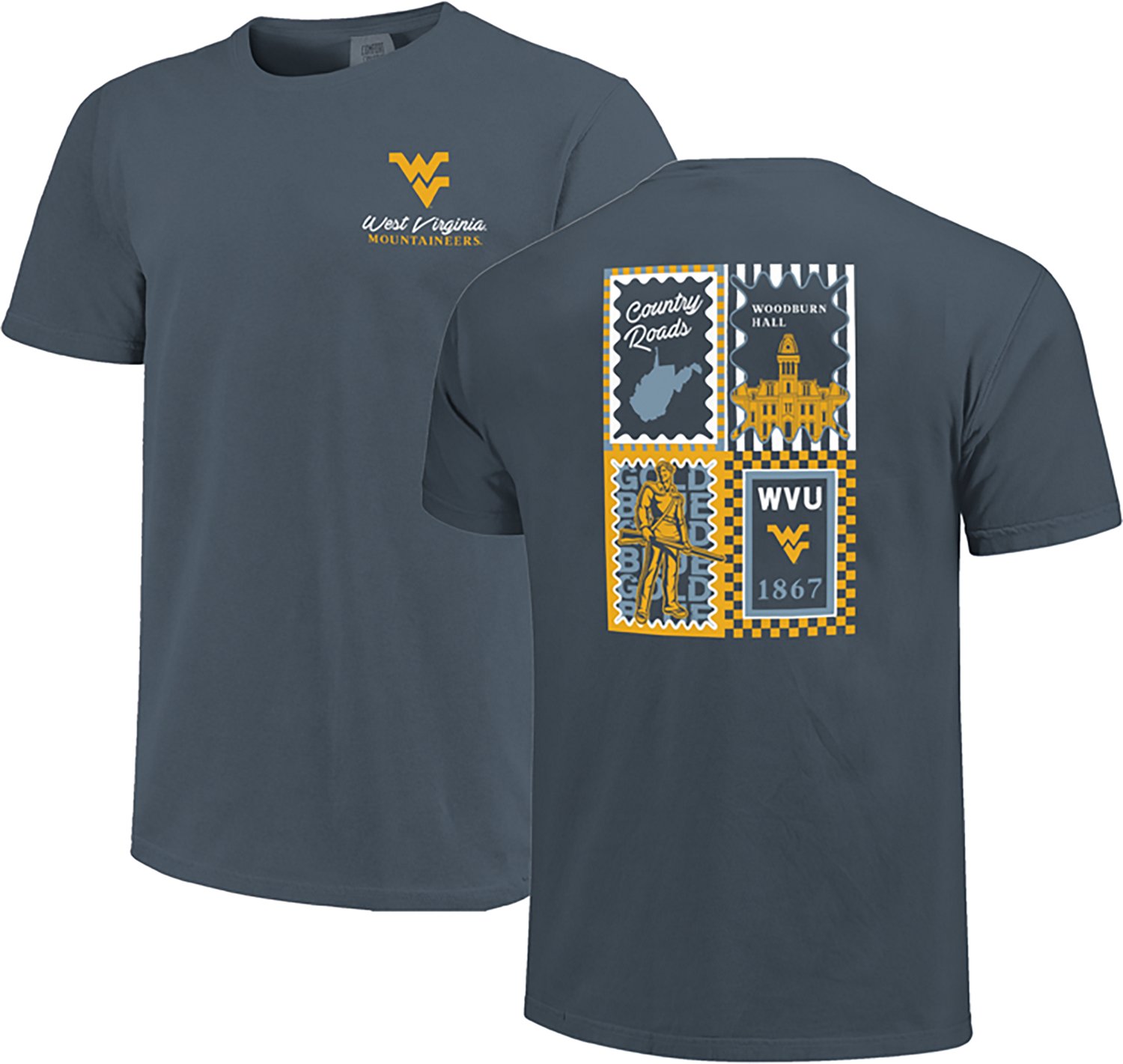 Image One Women's West Virginia University Pattern Campus Squares Graphic T-shirt - view number 3