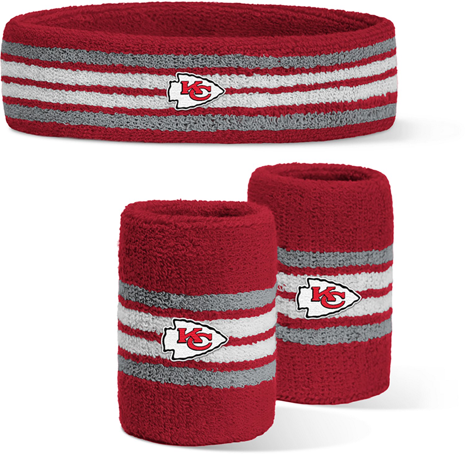 For Bare Feet Kansas City Chiefs Headband and Wristband 3-Piece Set