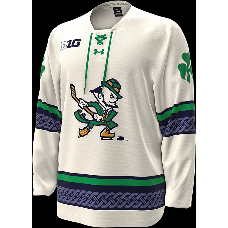 Under Armour Men's Notre Dame Fighting Irish White Replica Alternate Hockey Jersey, Small