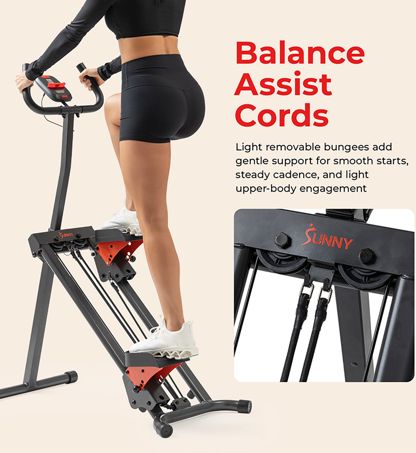 Sunny Health & Fitness Smart Foldable Stair Climber with Balance-Assist Cords - view number 5