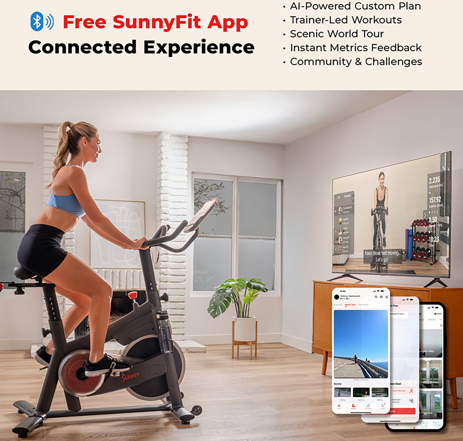 Sunny Health & Fitness PACE 300 Smart Magnetic Cycling Exercise Bike - view number 3