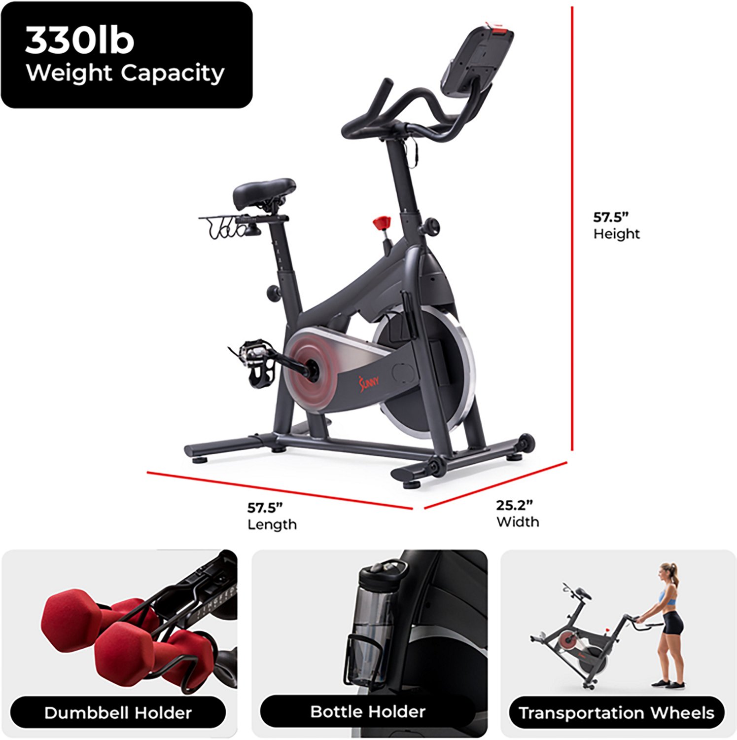 Sunny Health & Fitness PACE 300 Smart Magnetic Cycling Exercise Bike - view number 6