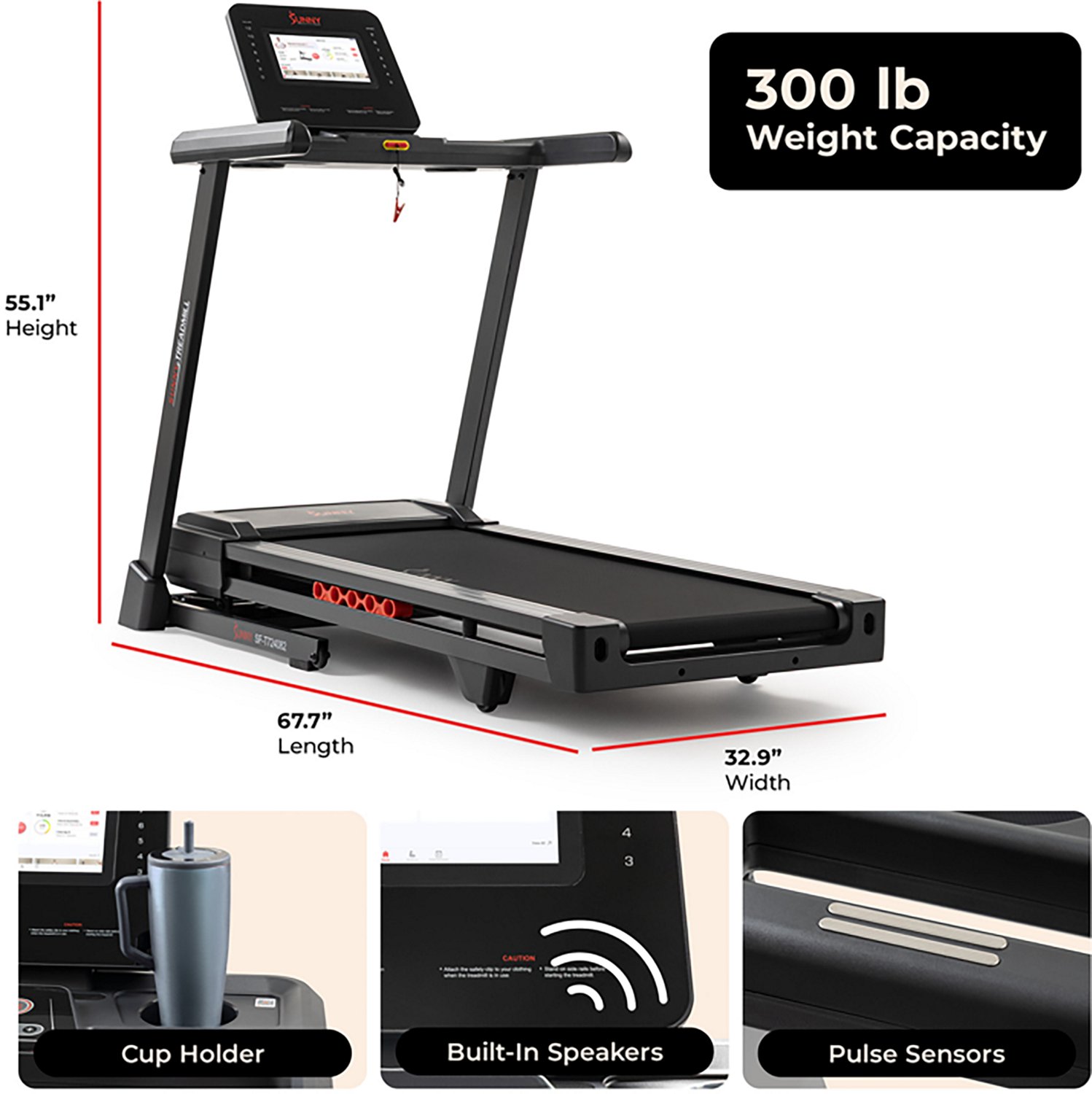Sunny Health & Fitness T10 Smart Treadmill - view number 4