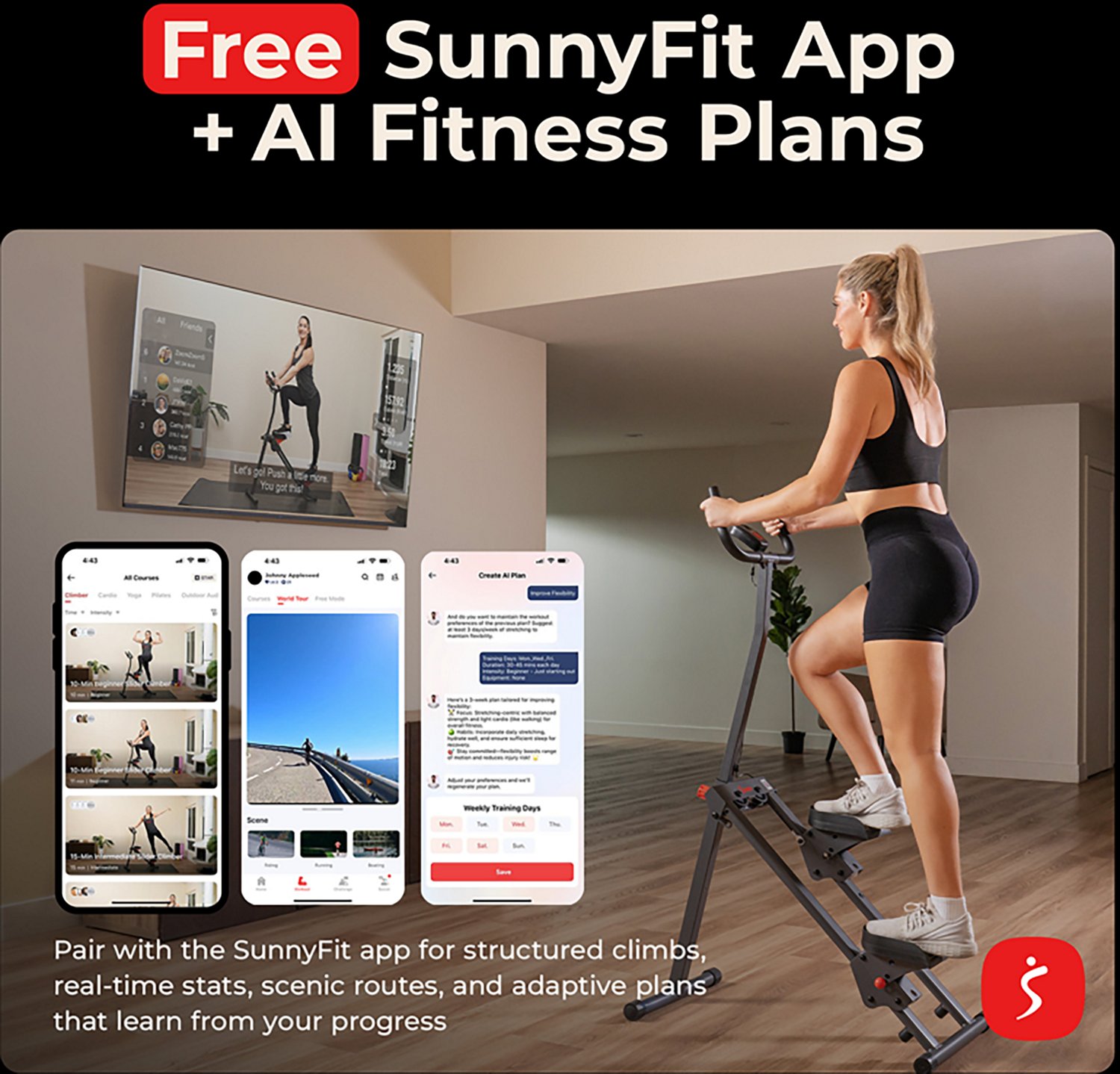 Sunny Health & Fitness Foldable Smart Cardio Step Climber - view number 3