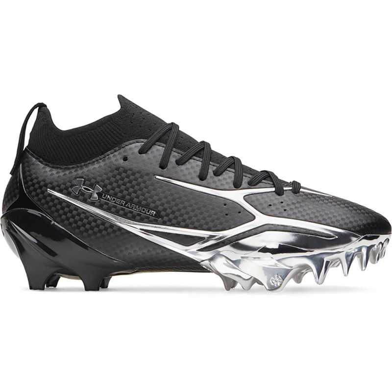 Under Armour Spotlight Pro Football Cleats, M8/W9.5, Black/Silver/Silver