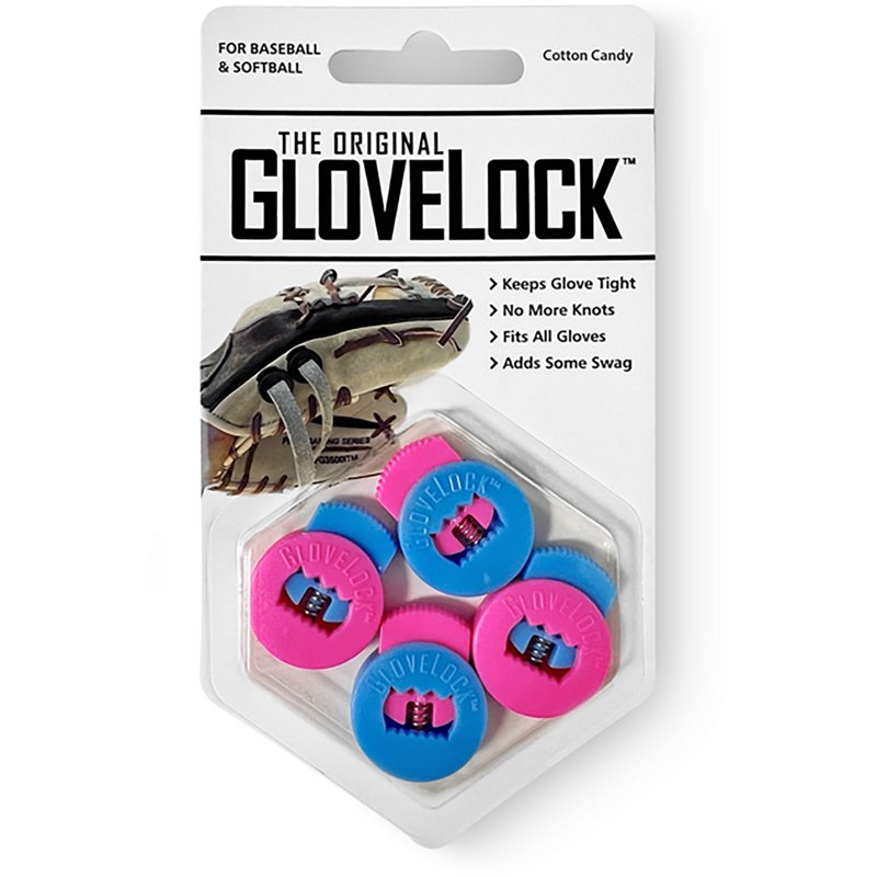 GloveLock Glove Lace Lockers - 4 Pack, Kids, Cotton Candy
