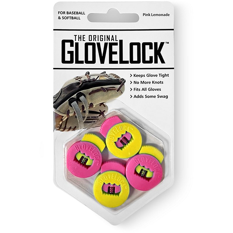GloveLock Glove Lace Lockers - 4 Pack, Kids, Pink Lemonade