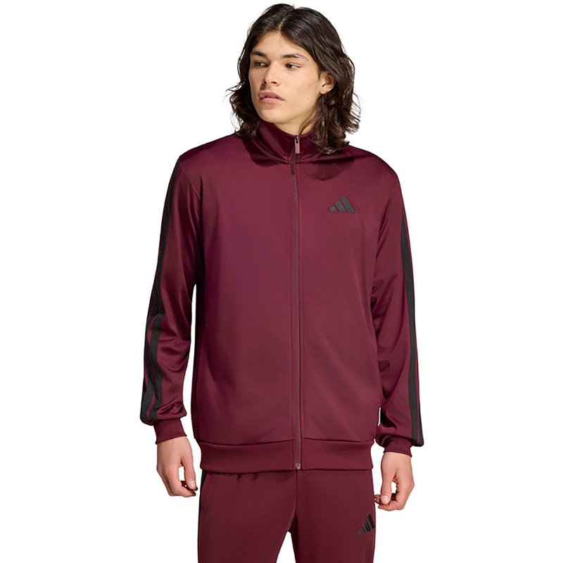 adidas Men's 3 Stripes Tricot Regular Track Top - Maroon