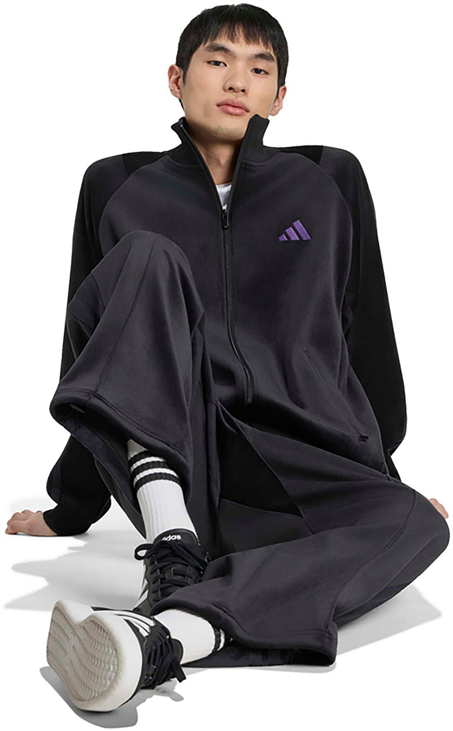 adidas Men's Stadium Loose Fit Velour Track Top - view number 3