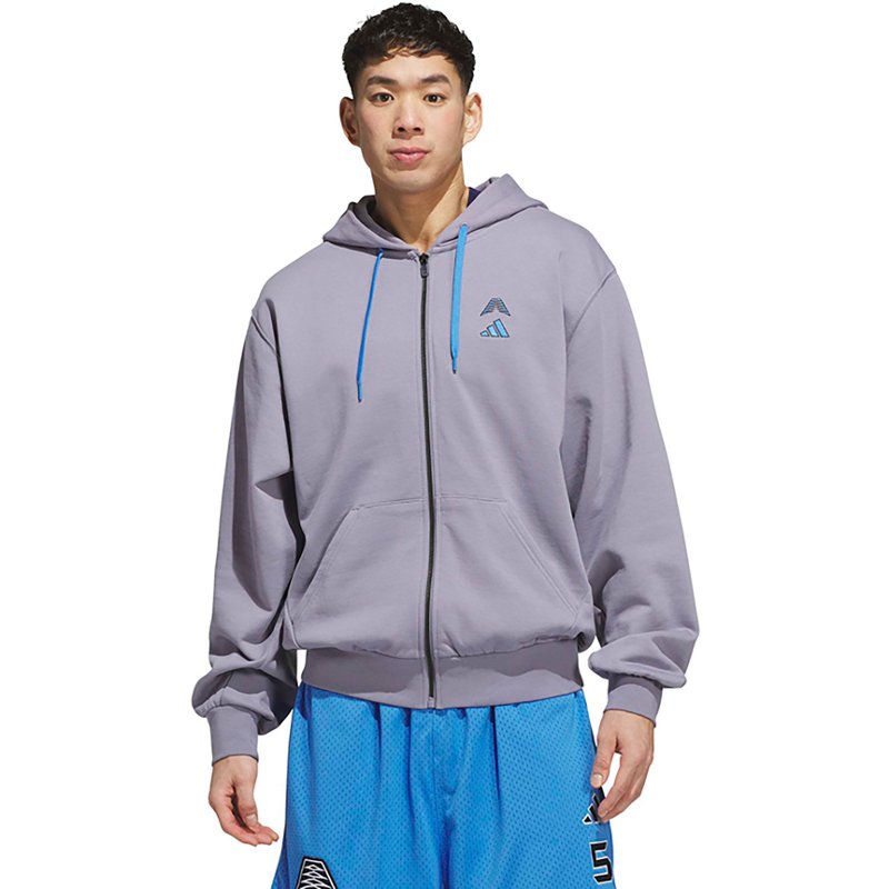 adidas Men's Anthony Edwards Foundation Full-Zip Hoodie in Slate Size: Medium