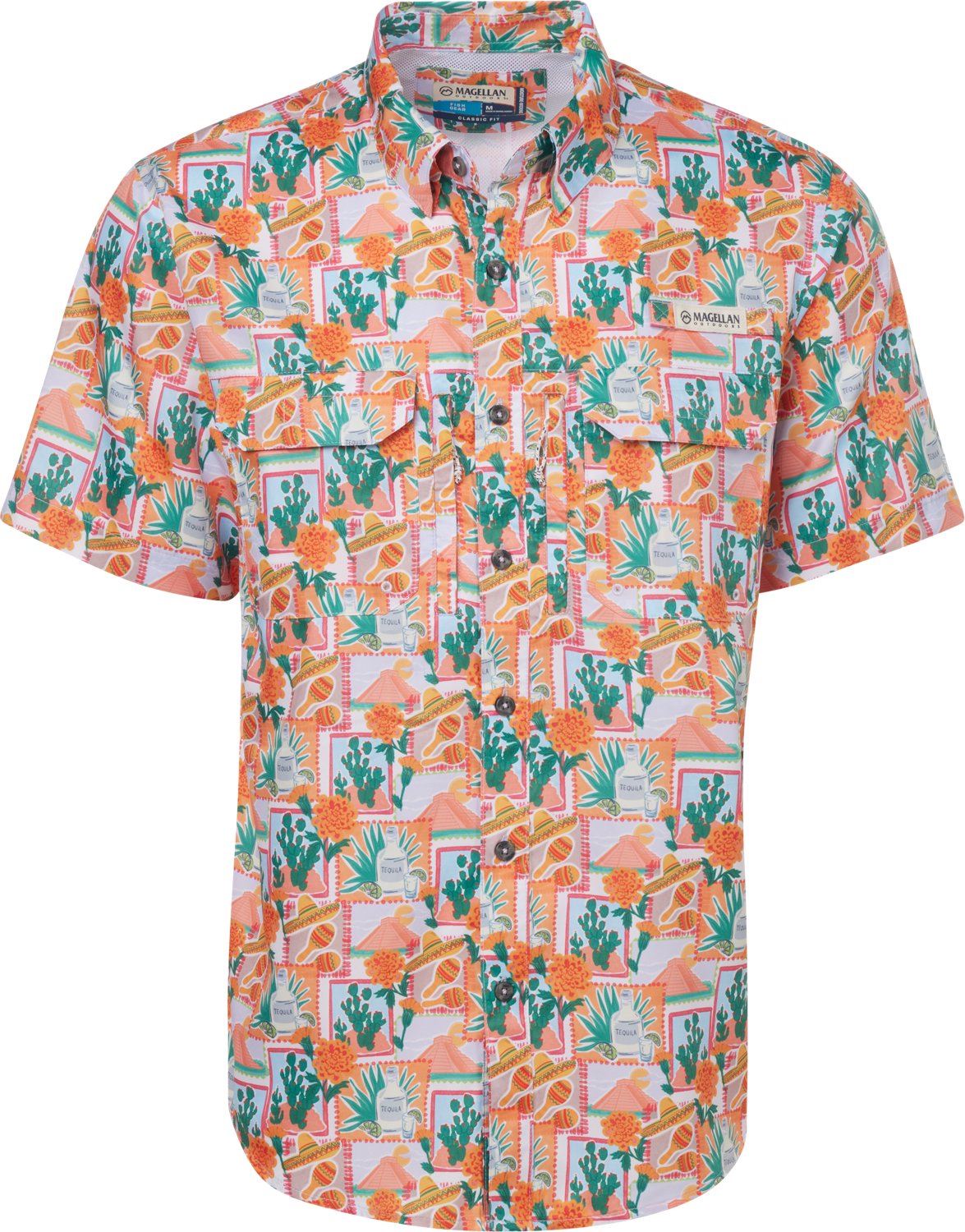 Magellan Outdoors Men's Mexico Print Fishing Shirt