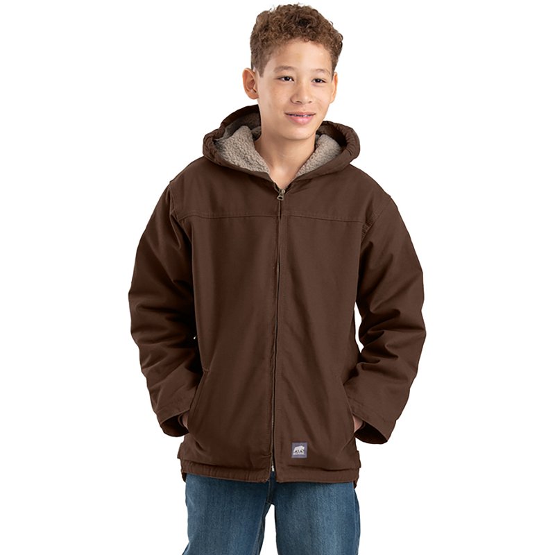 Berne Little & Big Kid Unisex Hooded Heavyweight Quilted Jacket, X-large, Brown