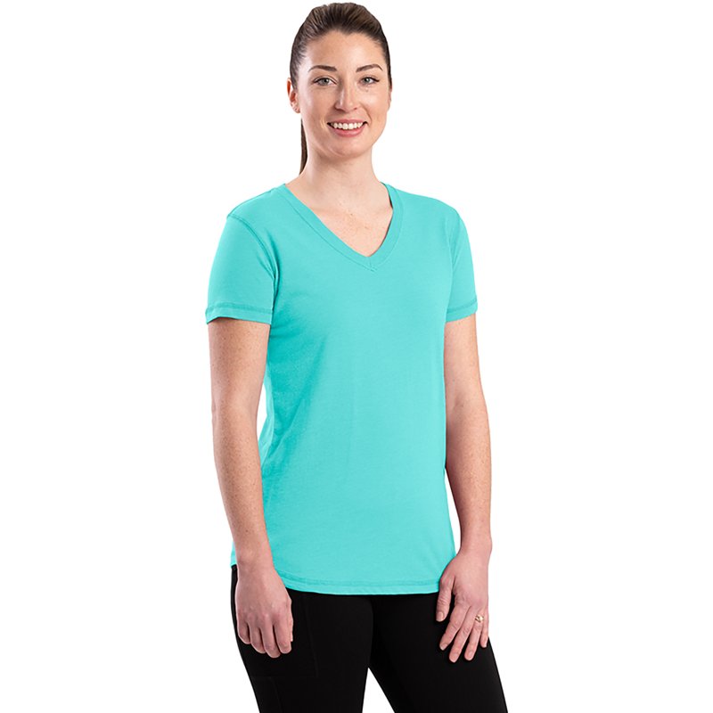Berne Lightweight Performance Womens V Neck Short Sleeve T-Shirt, Medium, Blue