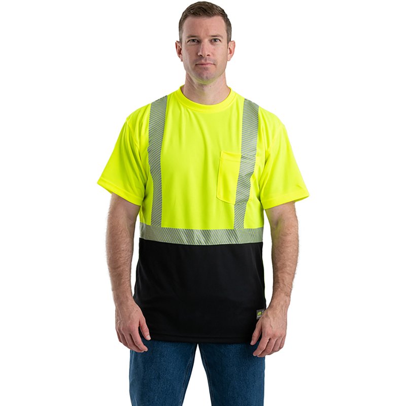 Berne Hi-Vis Class 2 Color Block Short-Sleeve T-Shirt for Men - Yellow