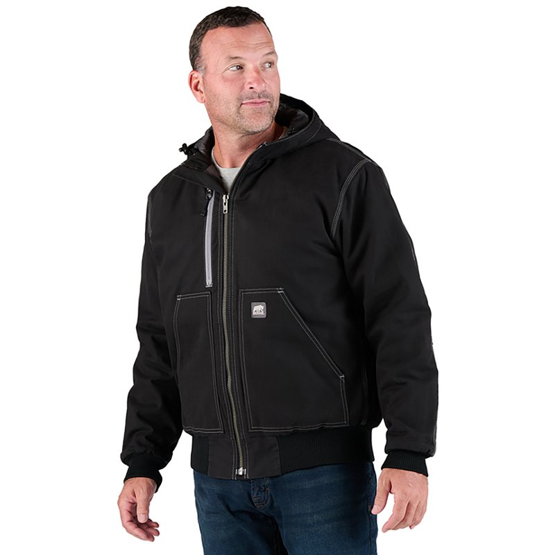 Berne Modern Mens Hooded Heavyweight Work Jacket, Medium, Black