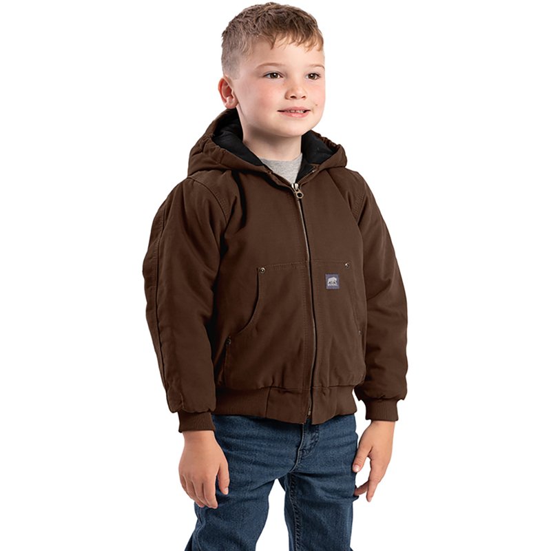 Berne Little & Big Kid Unisex Hooded Heavyweight Quilted Jacket, X-small, Brown
