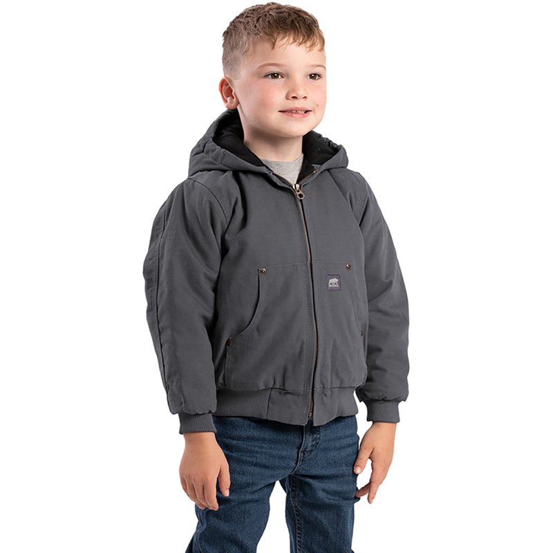 Berne Little & Big Kid Unisex Hooded Heavyweight Quilted Jacket, X-large, Gray