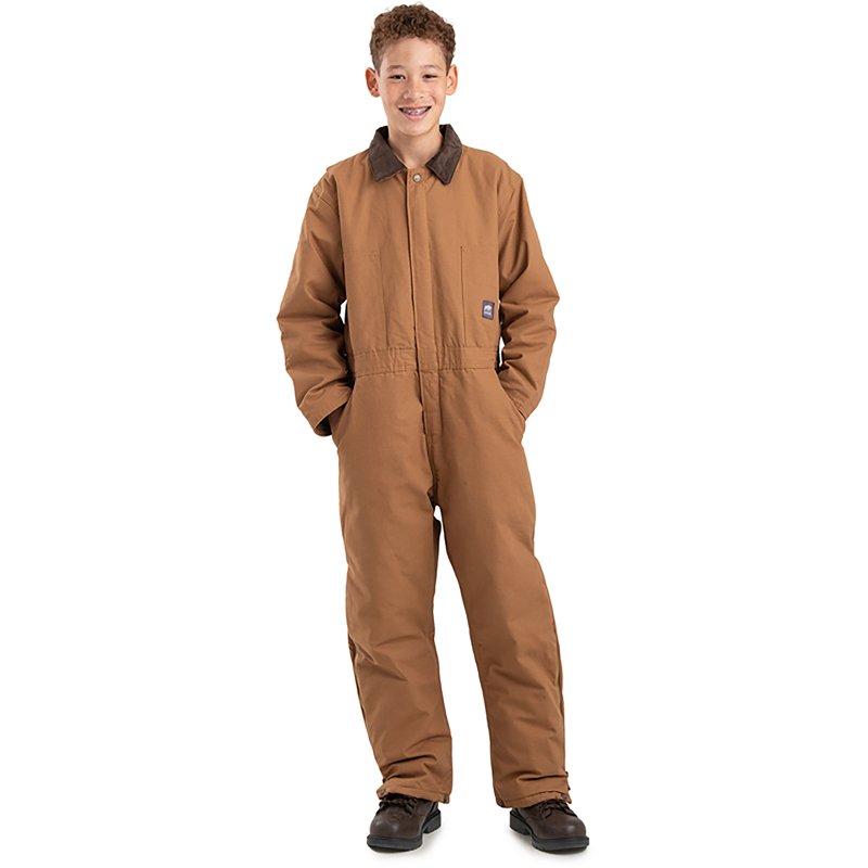 Berne Little & Big Kid Unisex Overalls, Large, Brown