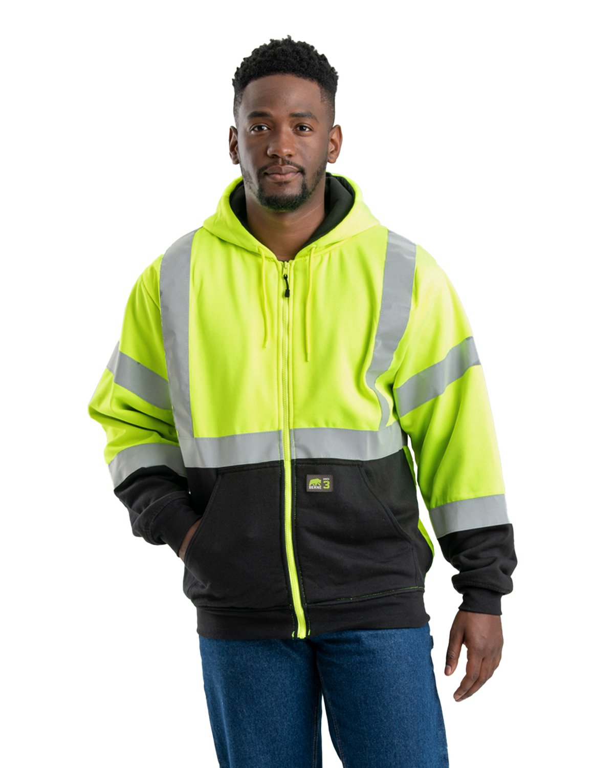 Berne Men's Hi Vis Class 3 Color Block Hooded Sweatshirt