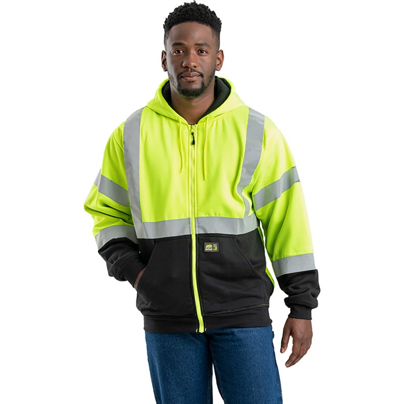 Berne Men's Hi Vis Class 3 Color Block Hooded Sweatshirt