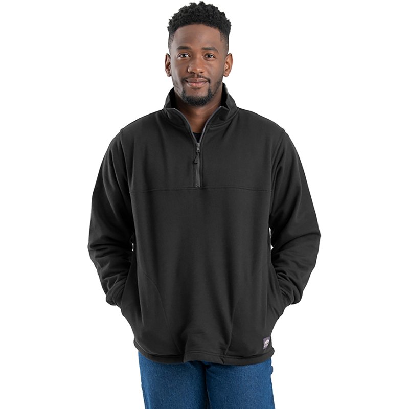 Berne Heritage Thermal-Lined Long-Sleeve Quarter-Zip Sweatshirt for Men - Black