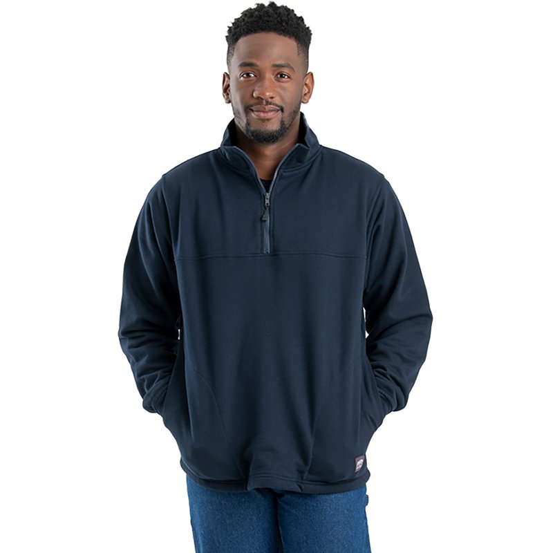 Berne Heritage Thermal-Lined Long-Sleeve Quarter-Zip Sweatshirt for Men - Navy