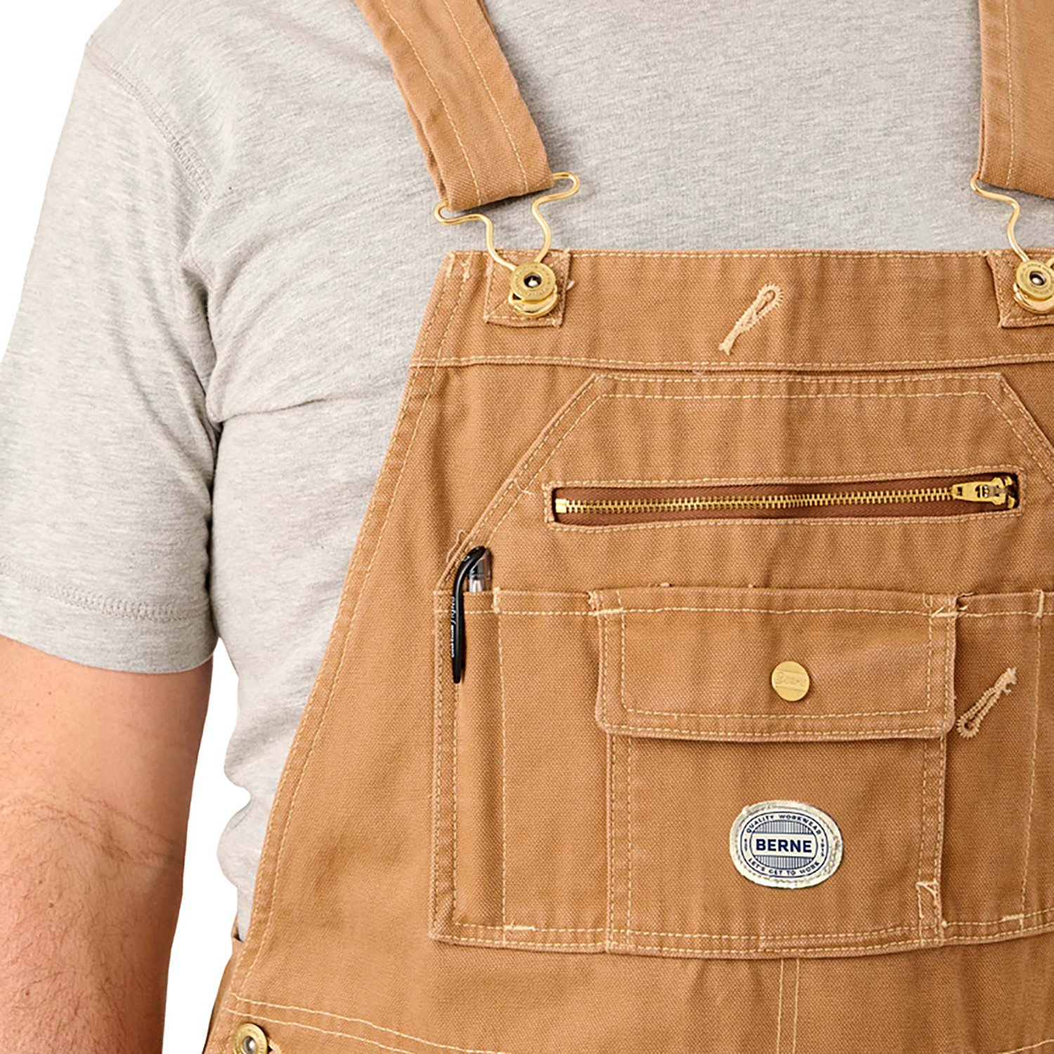 Berne Men's Vintage Washed Duck Bib Overalls - view number 3