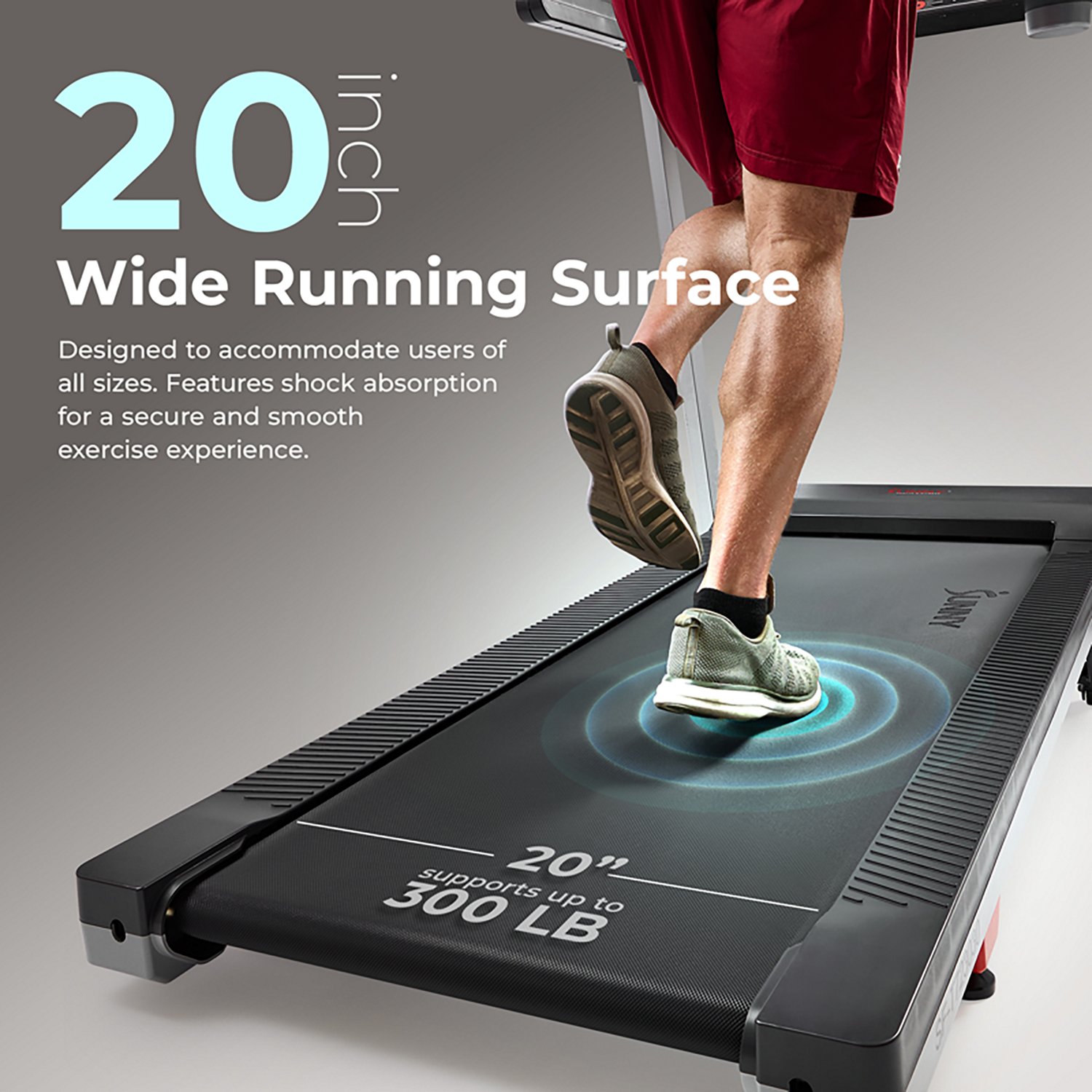 Sunny Health & Fitness Foldable Auto Incline Treadmill with 20" Running Belt