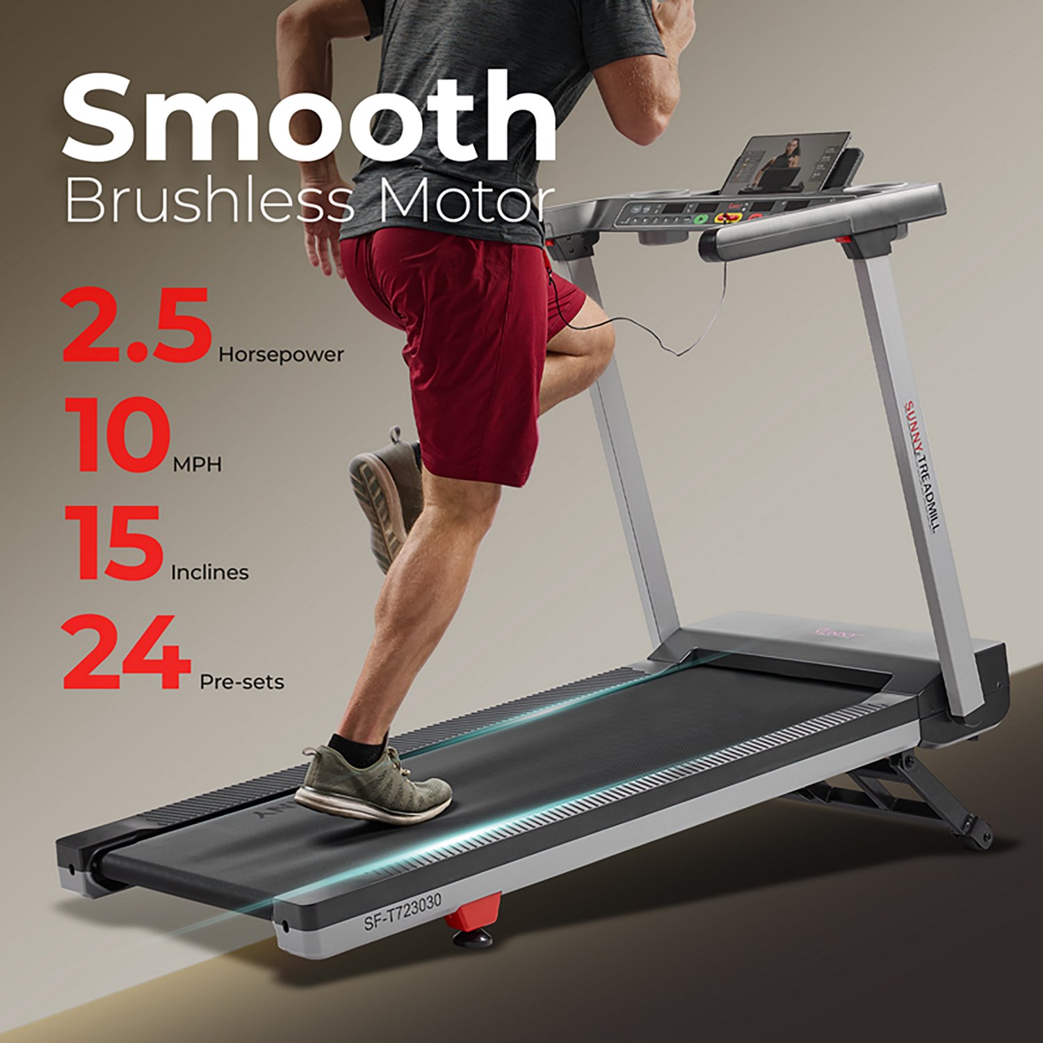 Sunny Health & Fitness Foldable Auto Incline Treadmill with 20" Running Belt - view number 4