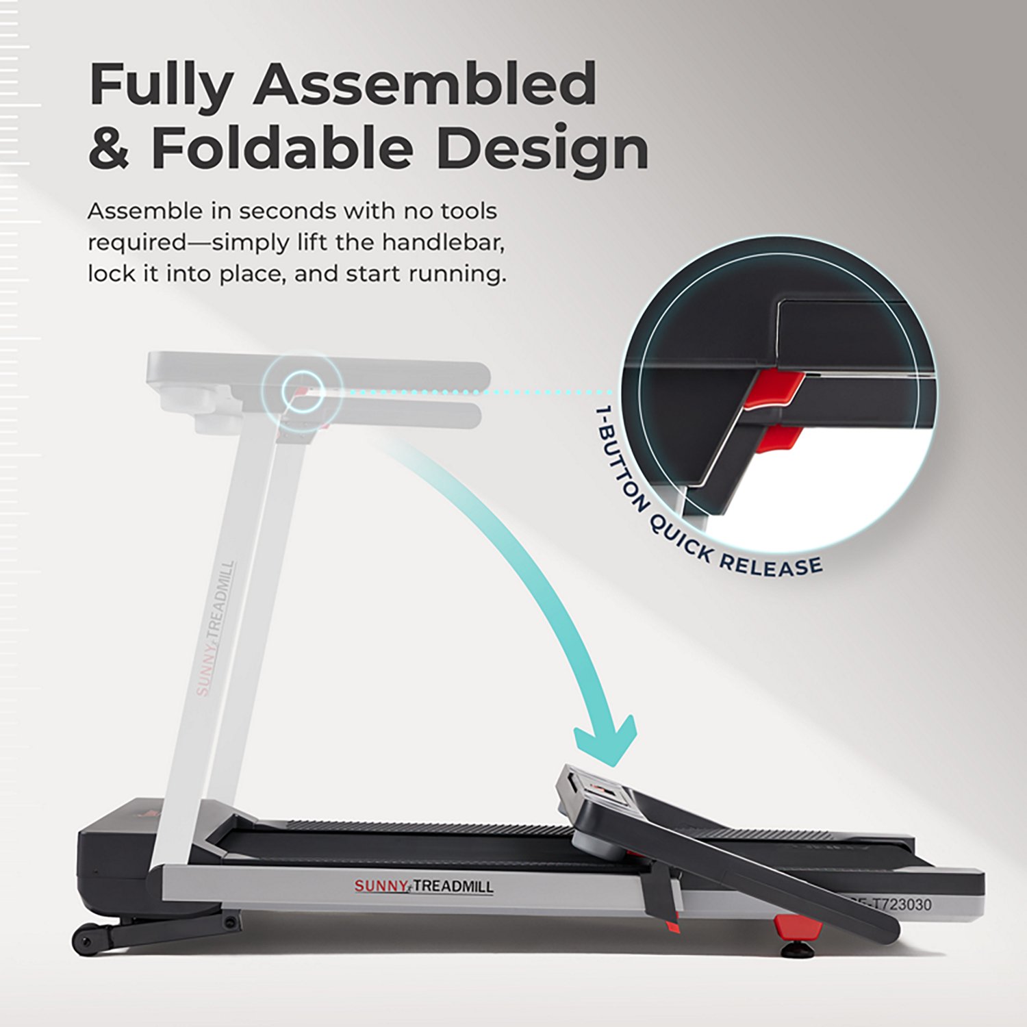 Sunny Health & Fitness Foldable Auto Incline Treadmill with 20" Running Belt