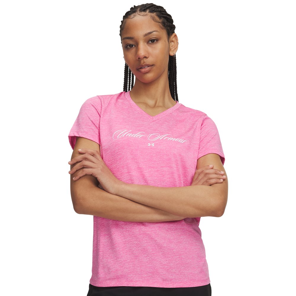 Under Armour Women's Tech Twist Script Short Sleeve V-neck T-shirt