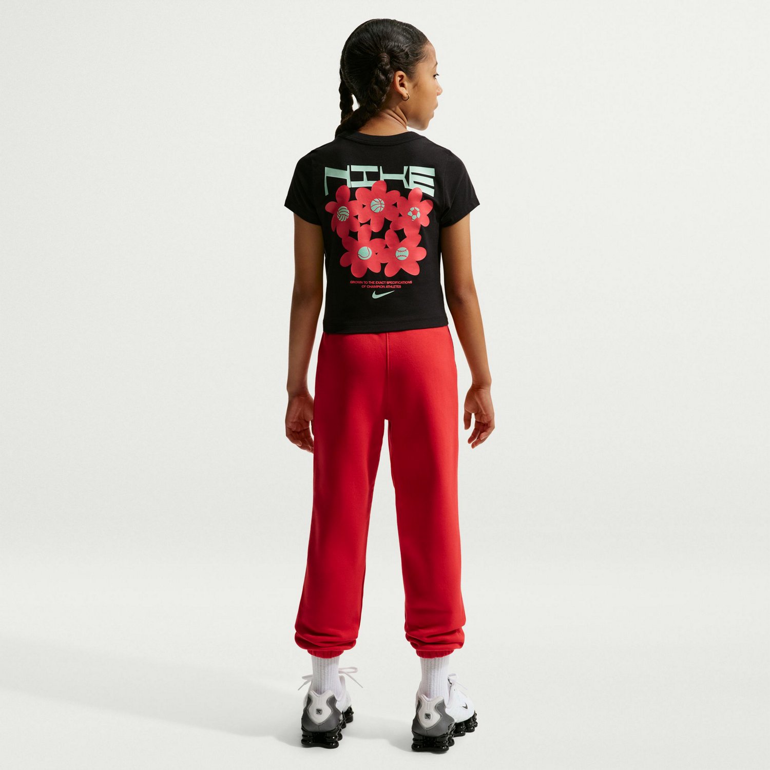 Nike Girls' Sportswear Slim Fit Mid Crop Floral T-shirt - view number 2