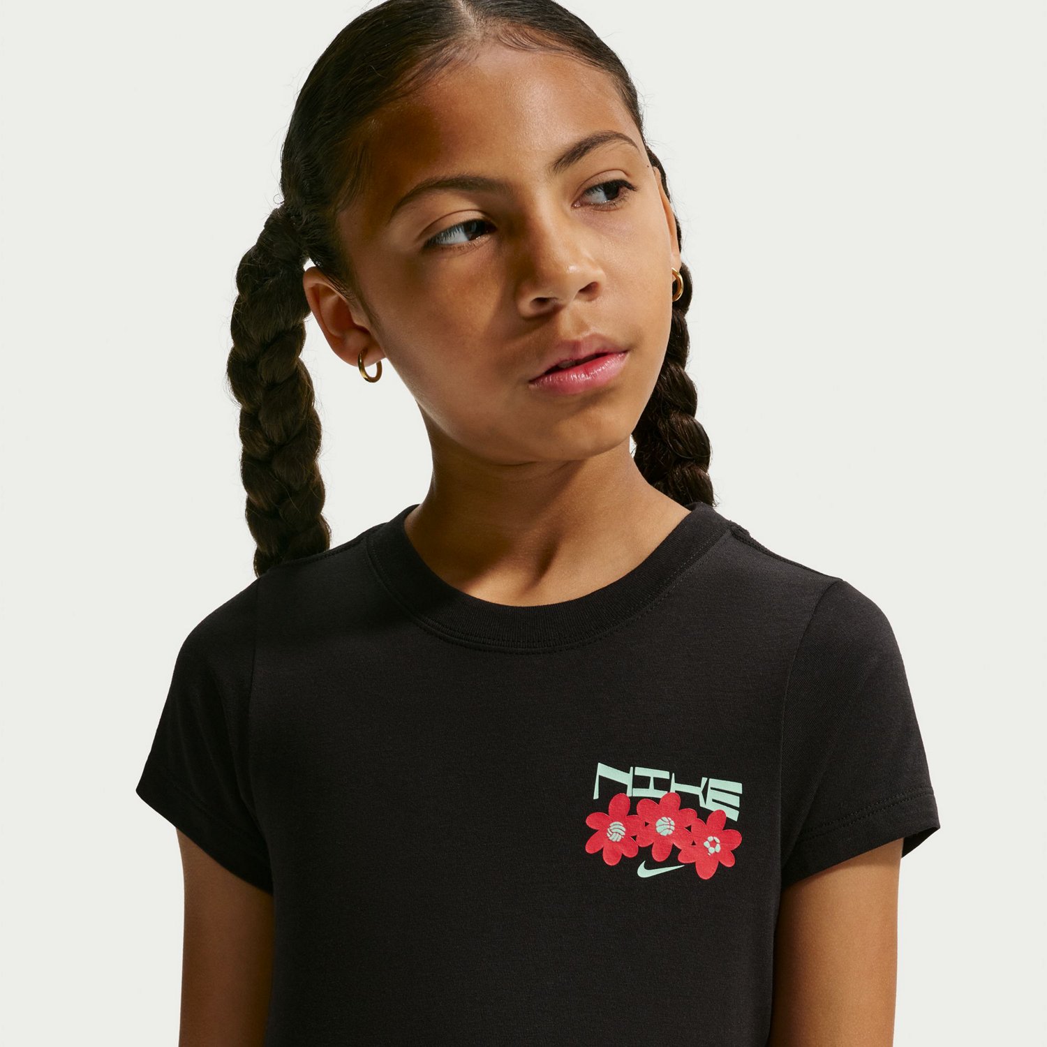 Nike Girls' Sportswear Slim Fit Mid Crop Floral T-shirt - view number 3