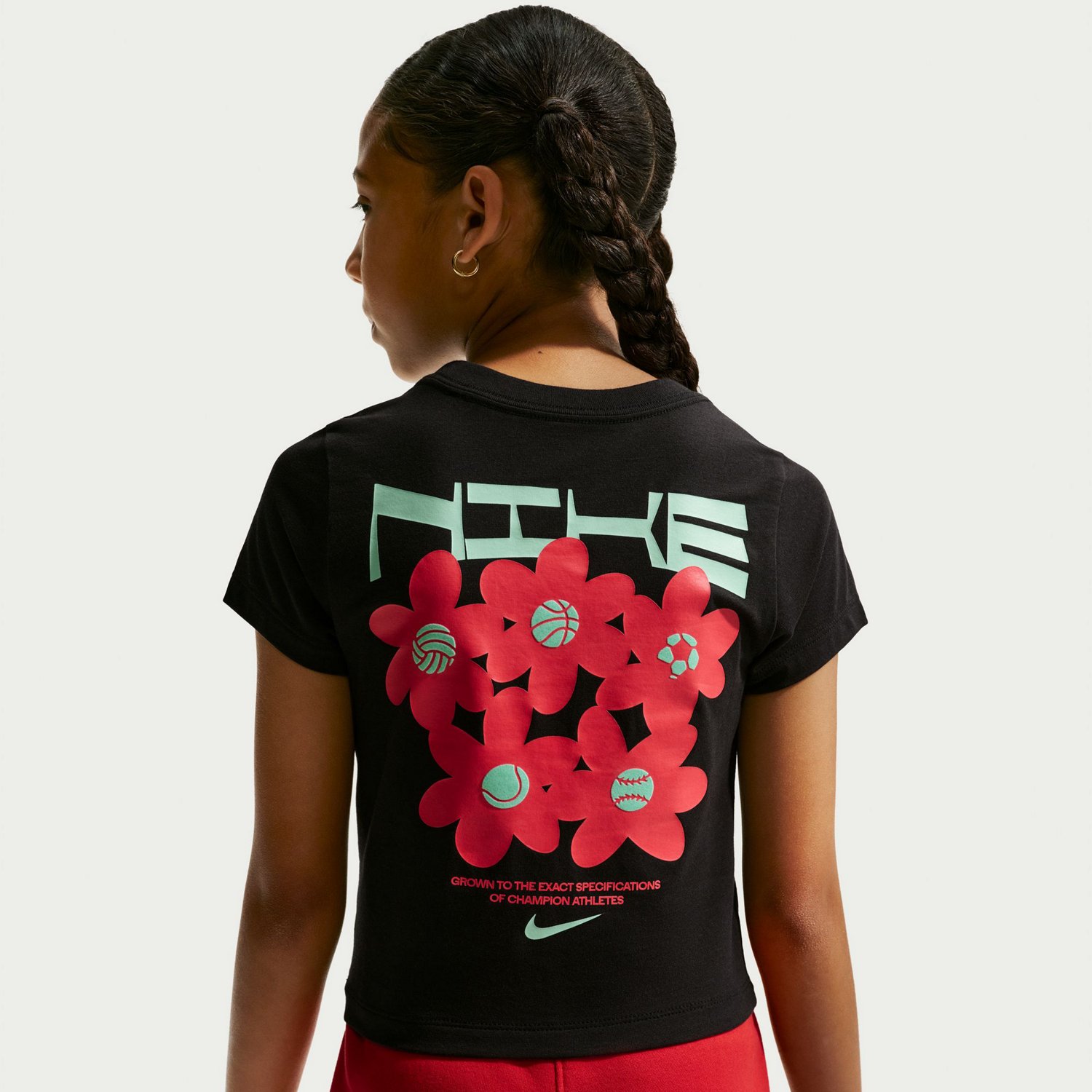 Nike Girls' Sportswear Slim Fit Mid Crop Floral T-shirt - view number 4