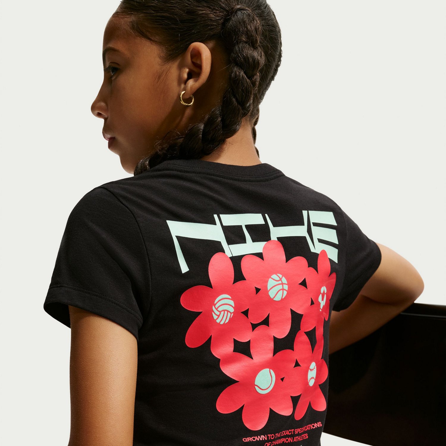 Nike Girls' Sportswear Slim Fit Mid Crop Floral T-shirt - view number 5