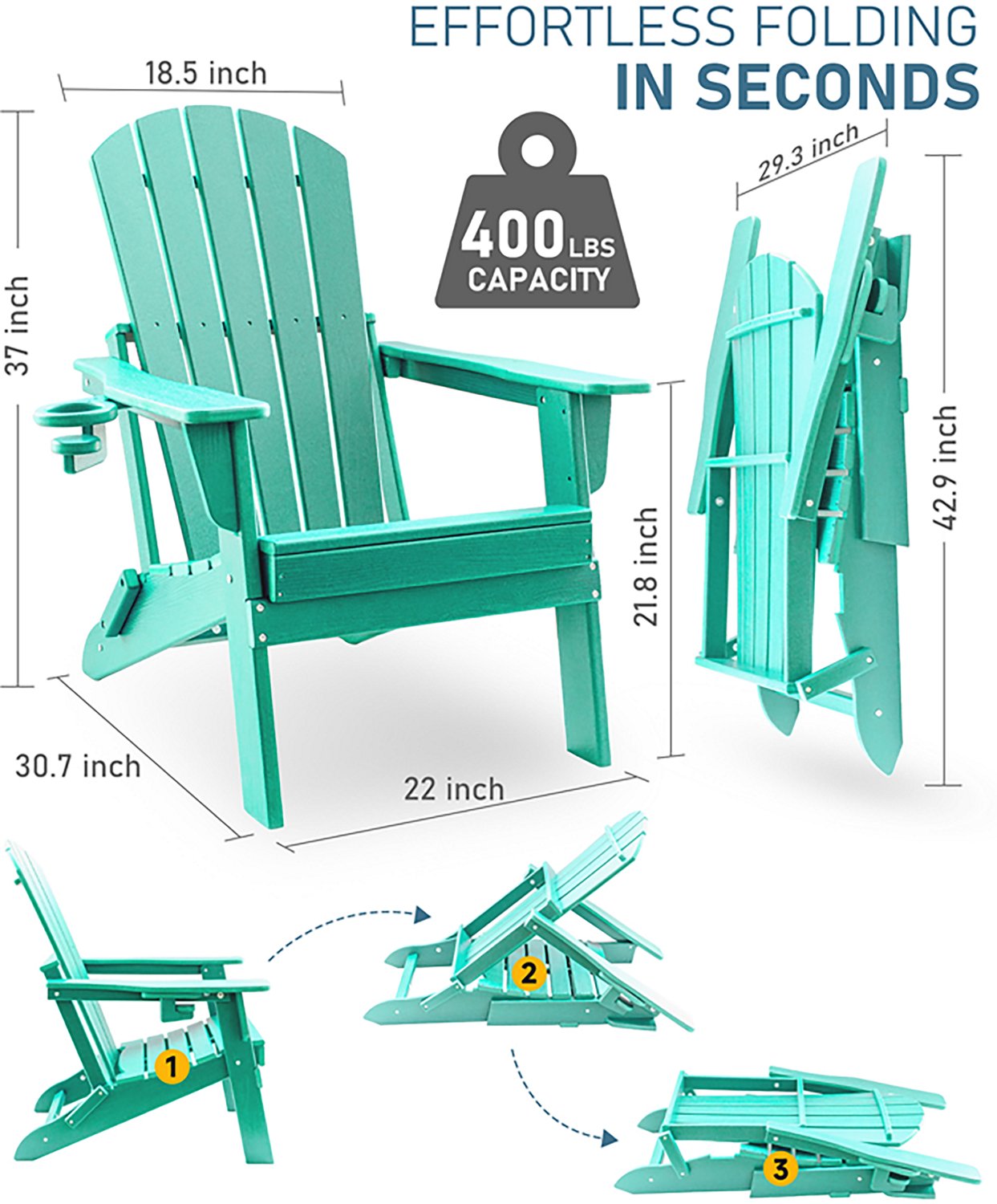 Modern Muse Adirondack 3-Piece Folding Chair Set - view number 3