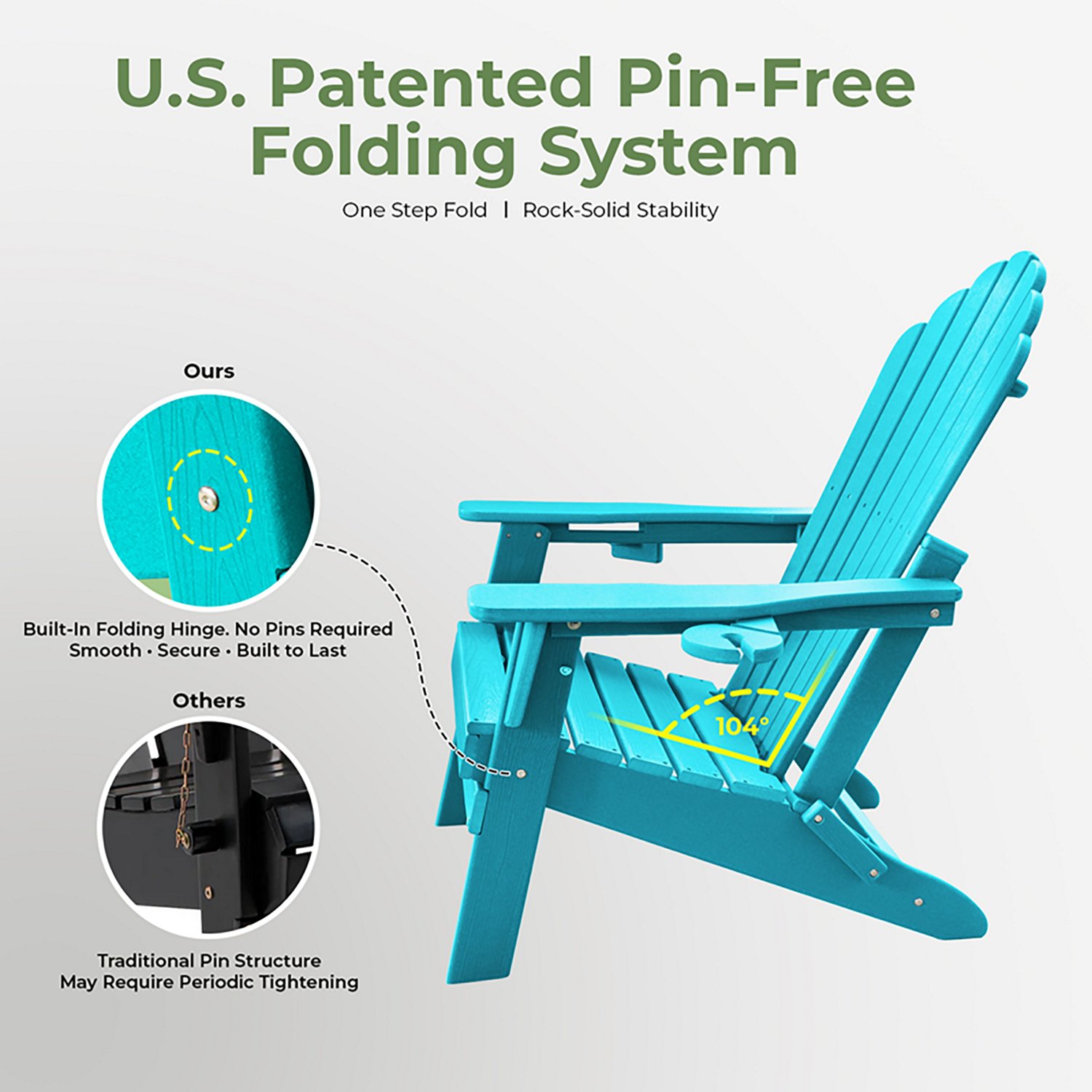 Modern Muse Adirondack 3-Piece Upgraded Folding Chair Set - view number 3