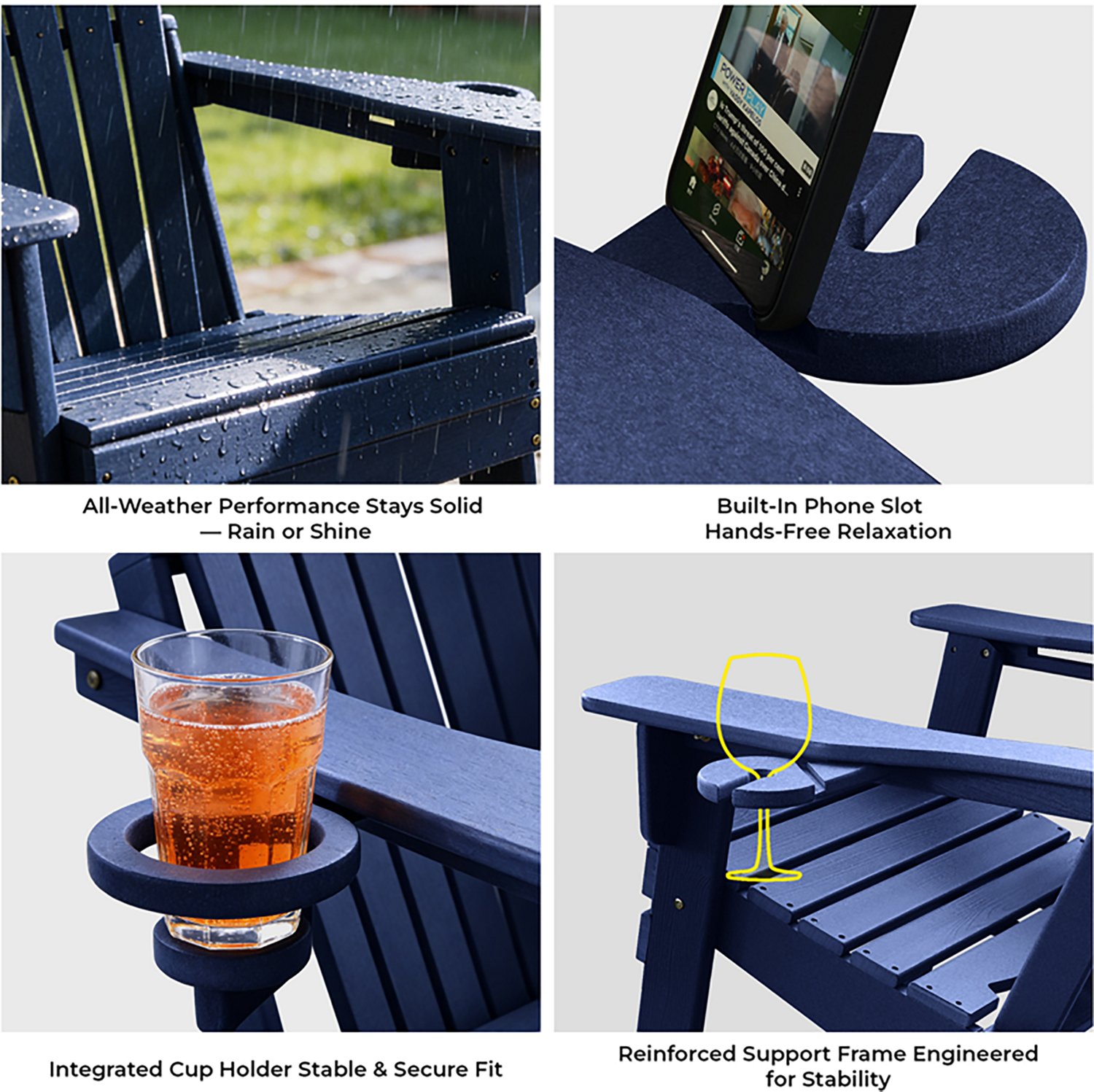 Modern Muse Adirondack 3-Piece Upgraded Folding Chair Set - view number 2