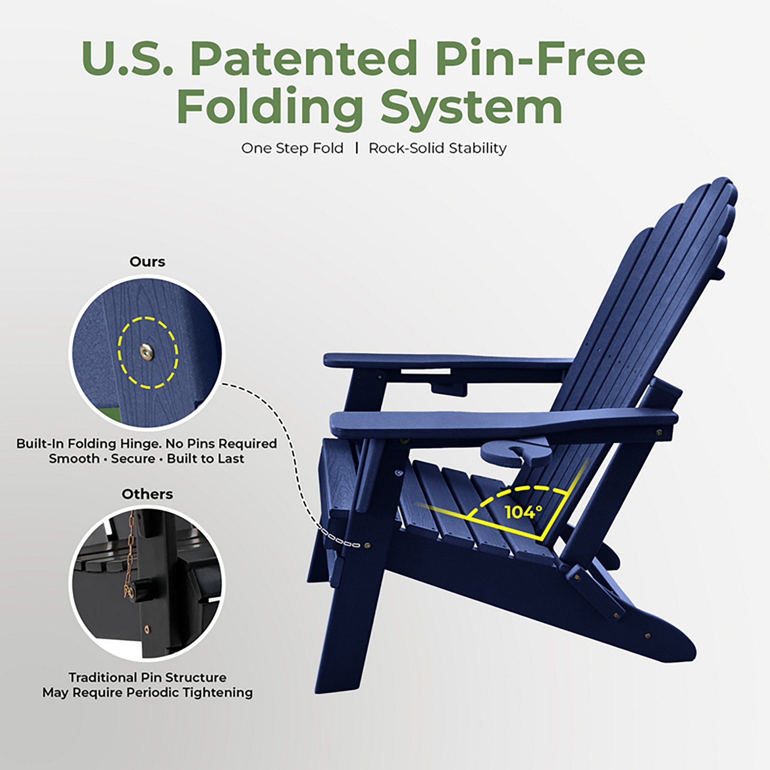 Modern Muse Adirondack 3-Piece Upgraded Folding Chair Set - view number 3