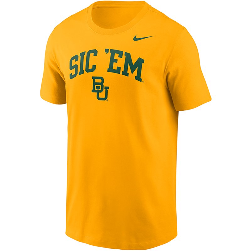 Nike Men's Baylor Sic 'Em Arch Gold Out Core Cotton Short Sleeve T-shirt