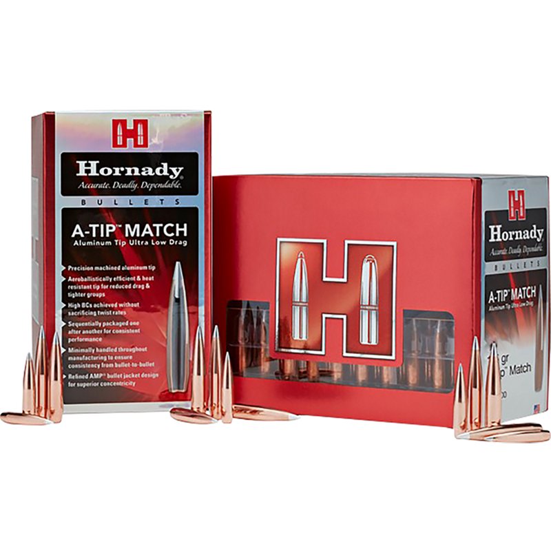 Hornady A-Tip Match Sequential 6.5mm/.264 Cal 153gr Bullets w/1-8" Recommended Twist Rate (500/Box) 26382