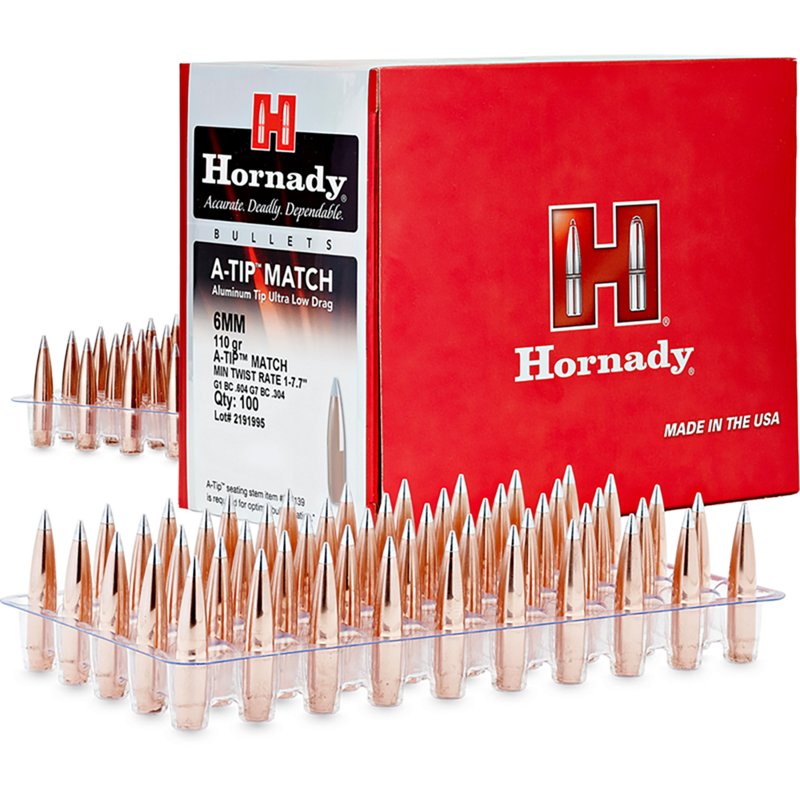 Hornady A-Tip Match Sequential 6.5mm/.264 Cal 135gr Bullets w/1-8.5" Recommended Twist Rate (500/Box) 261792