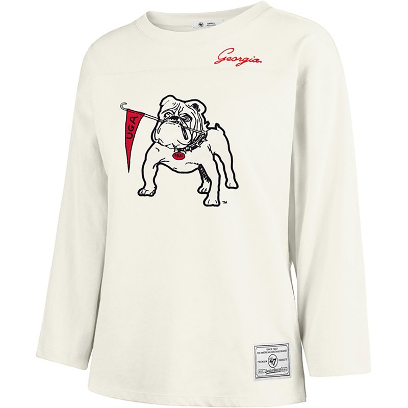 '47 Women's Georgia Bulldogs Ivory Long Sleeve Shirt, XL, White