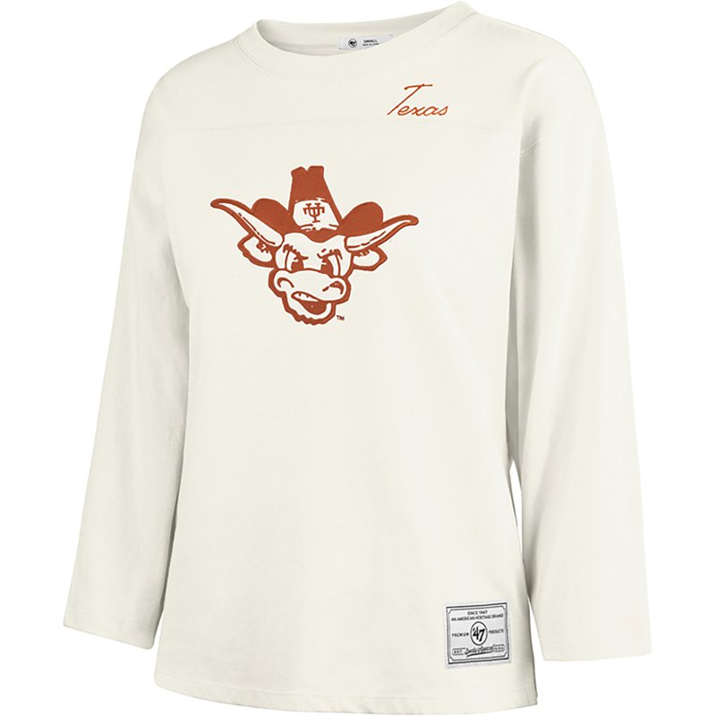 '47 Women's Texas Longhorns Ivory Long Sleeve Shirt, XL, White