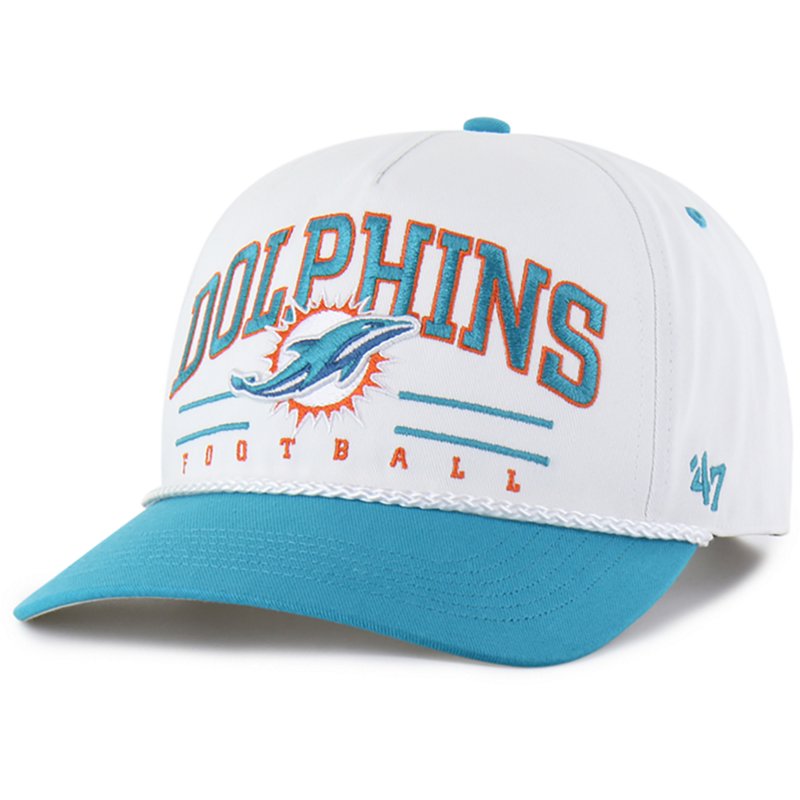 '47 Brand Men's White/Aqua Miami Dolphins Roscoe Two-Toned Hitch Adjustable Hat - White, Aqua