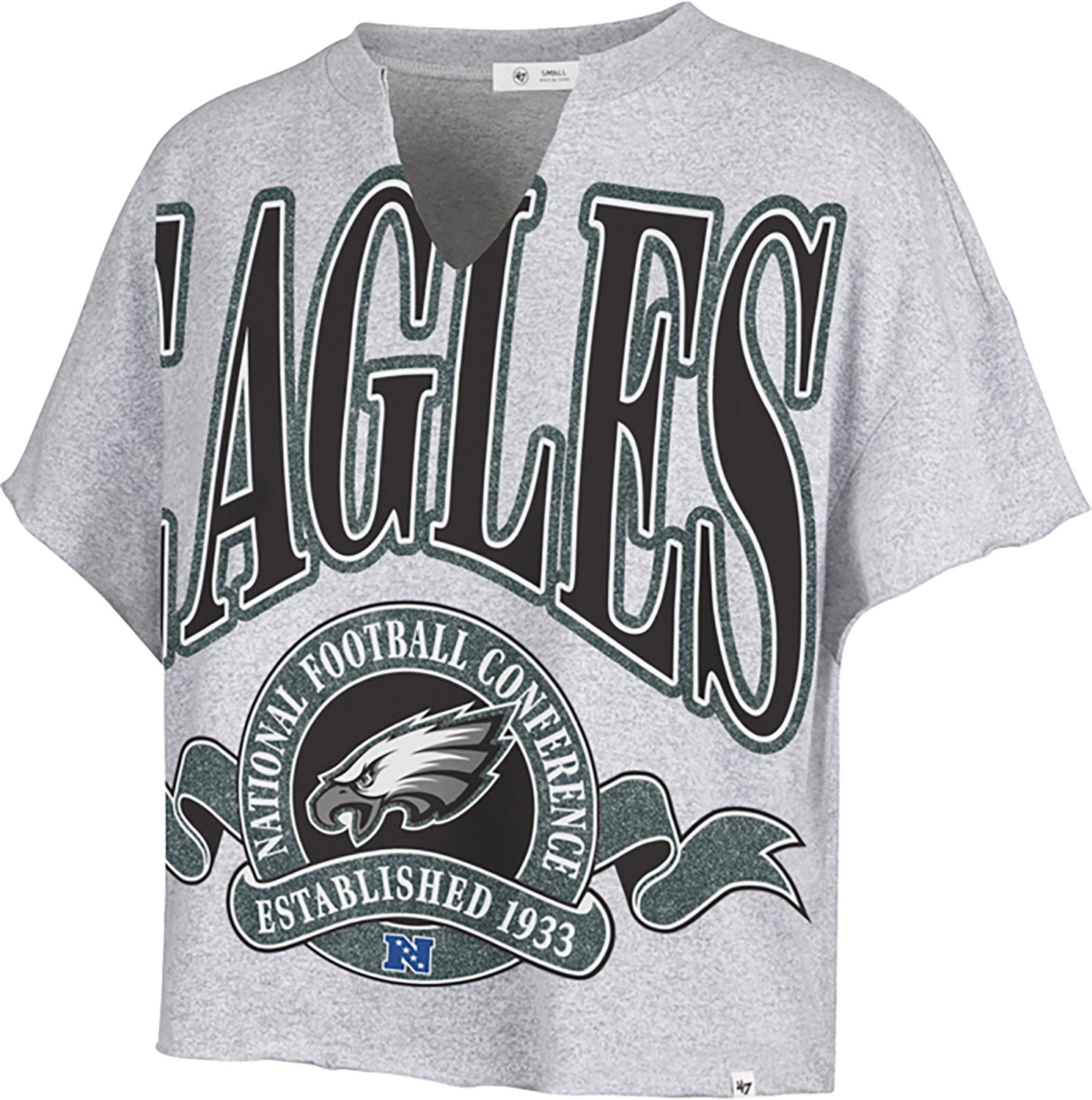 '47 Women's Eagles Banners Out Oversized Notch Neck T-shirt