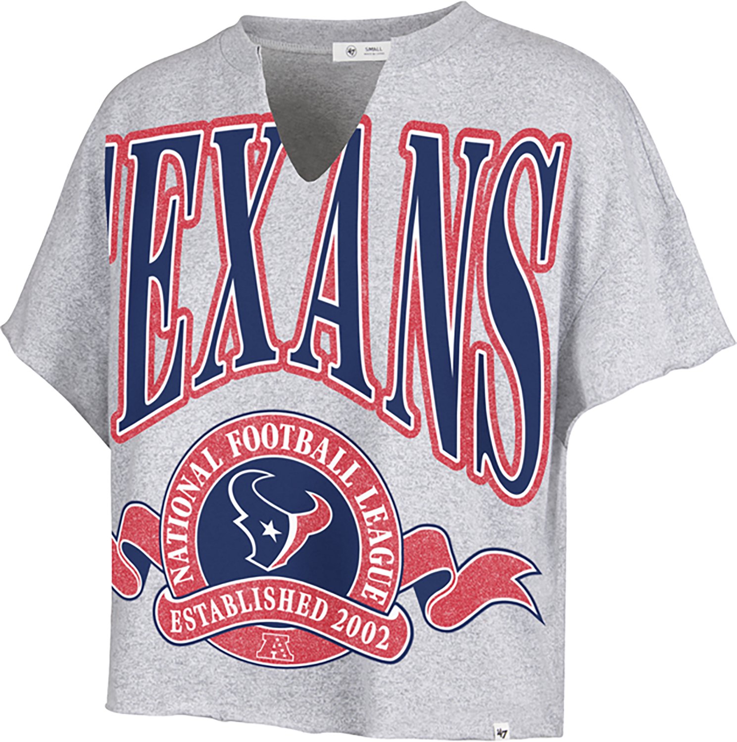 '47 Women's Texans Banners Out Oversized Notch Neck Short Sleeve T-shirt