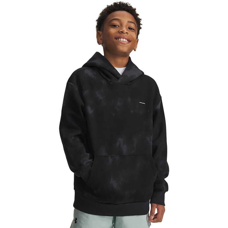 Under Armour Boys' Icon Fleece Washed Hoodie, XS, Aegean Blue/Black
