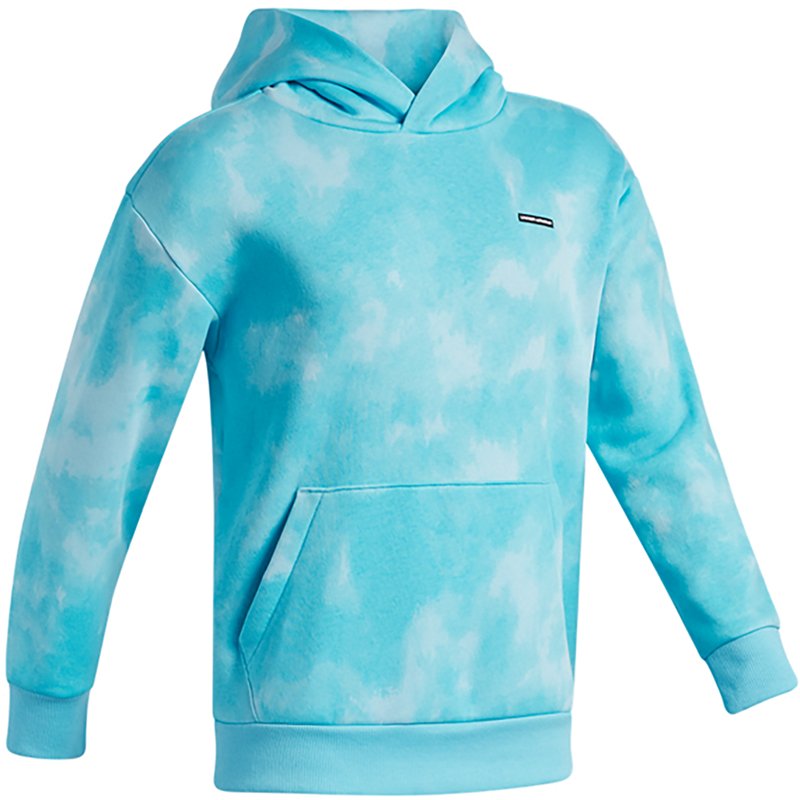 Under Armour Boys' Icon Fleece Washed Hoodie, XS, Fresco Blue/Black